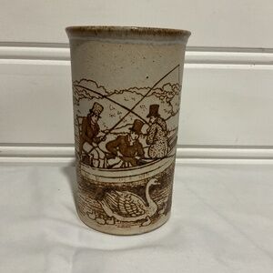 Dunoon Scotland Stoneware Coffee Mug Cup Vintage Textured Graphic 9.5 oz 5”